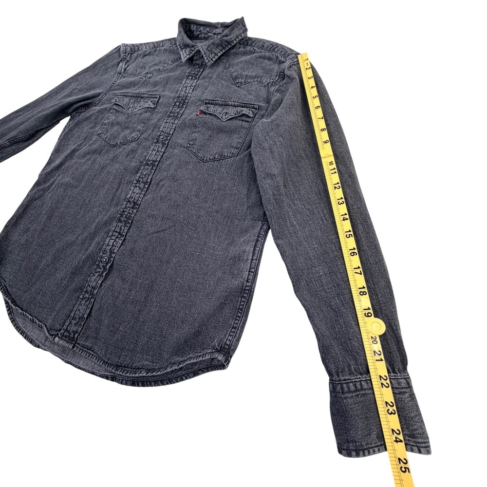 Levi's Western Barstow Shirt Men Medium Black Pearl Snaps Standard Fit Denim‎ - Picture 10 of 10